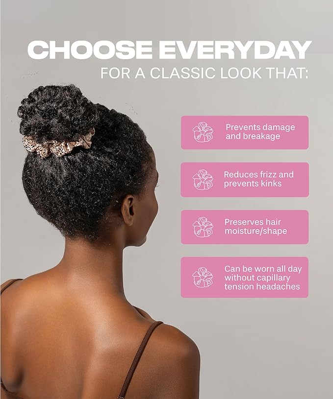 SUNDAYSILKS™ Luxurious Mulberry Silk Scrunchies for Women & Girls | No-Slip, Silky Hair Ties for Natural, Curly, Thin or Thick Hair | Gentle Hold for Ponytails & Sleep | Mini to Large Sizes [1 Pack]