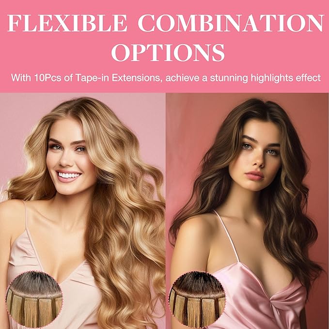 GOO GOO Tape in Hair Extensions Human Hair, 5 Light Ash Brown, 22inch 30g 10pcs, Skin Weft Seamless Invisible, Silky Straight with Thick Ends, Remy Human Hair