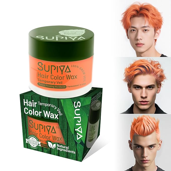 Temporary Hair Color Wax for Men - SUPIYA Washable Hair Wax Color, All-Day Hold Disposable Hair Wax for Party, Cosplay & Daily (Color # 45W)