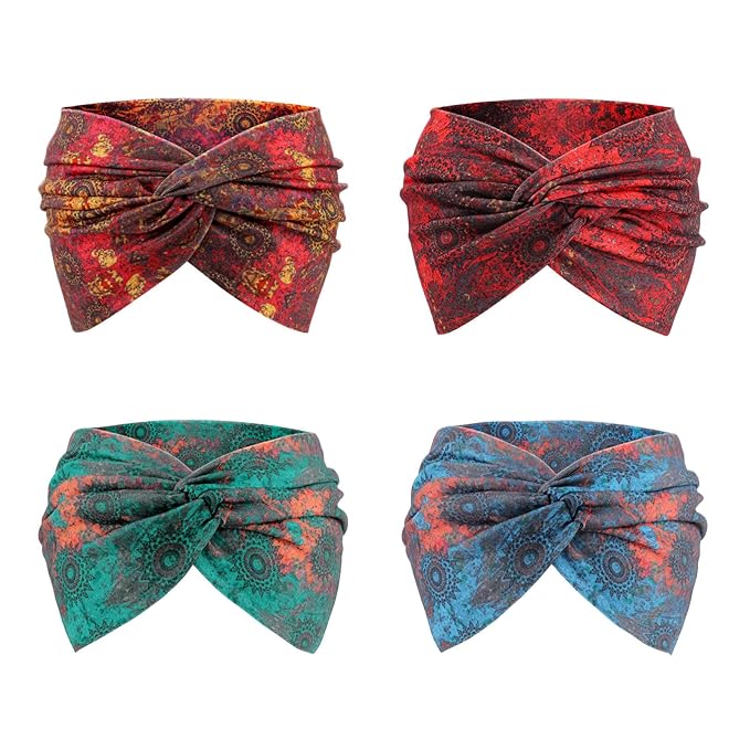 Extra Wide Headbands for Women Large Turban Headband Non Slip Boho Elastic Hairband Hair Twisted Knot Head Bands Accessories