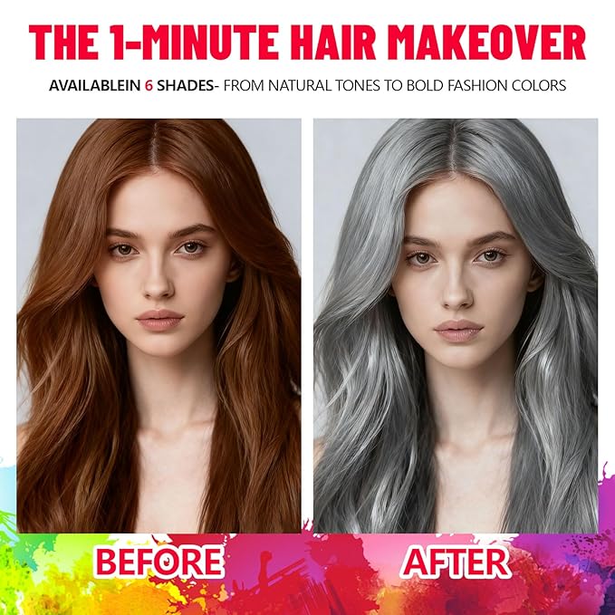 Silver Temporary Hair Color Spray - Washable & Natural One-Time Use Hair Wax for Women & Kids & Adults - Strong Hold for Halloween, Cosplay, Party, Washes Out Easily