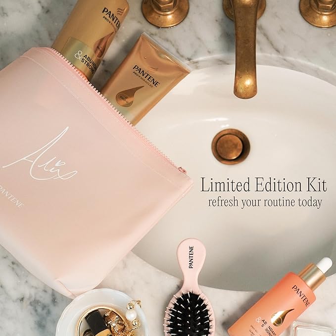 Alix Earle Pantene Abundant & Strong 5-Piece Gift Set - Regimen includes Shampoo (13.5 oz), Conditioner (8 oz), Serum (2 oz) for Hair Loss, Thinning, Anti-Breakage, Volume - Grows Healthier