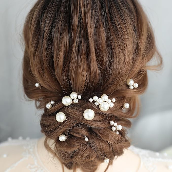 12 Pieces Bridal Hair Accessories Pearl Wedding Hair Pins Handmade Bridal Hair Pins for Wedding Brides Women Girls
