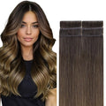 GOO GOO Invisi Edge Tape in Hair Extensions Human Hair, 1D/2C/4E Chocolate Dip Color Melt, 6pcs 22inch 18g, Virgin Remy Hair, Seamless Injected Tape, Natural Look