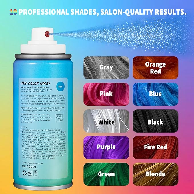 Halloween Hair Spray,Temporary Hair Color Spray for Women Kids Men,Washable Hairspray,Colored Hair Spray,Color Hairspray for Halloween,Party,Cosplay,Christmas Day (06#Blue)