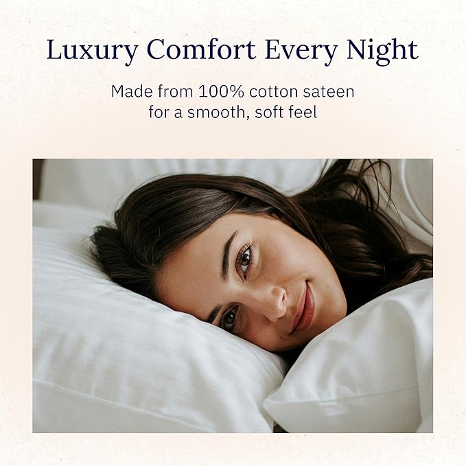 California Design Den Pillow Cases Queen/Standard Set of 2-600 Thread Count Sateen, Natural 100% Cotton Pillow Case Pair, Crisp, Durable Bedding - Parisian Blue