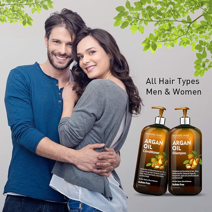MAJESTIC PURE Argan Oil Shampoo and Conditioner Set | Nourishing & Promotes Soft and Silky Hair | Sulfate Free | For All Hair Types, Men and Women - 2 x 16 fl oz