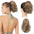 REECHO 9" Short Ponytail Extension, Classic Loose Curly Wavy Claw Clip Pony tails Hair Extensions HP001 Hairpieces for Women - Light Golden Brown