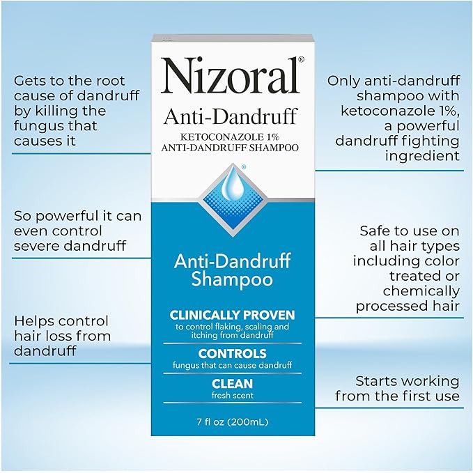 Nizoral Anti-Dandruff Shampoo with 1% Ketoconazole, Fresh Scent, 7 Fl Oz