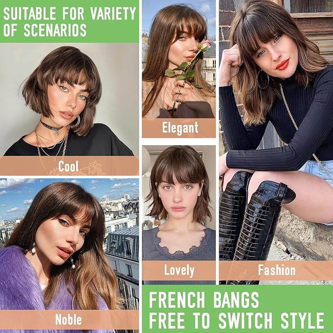 Bangs Hair Clip in Bangs 360°3D Cover Hair Topper Synthetic HairPieces for Women Silver Gray Wispy Fake Bangs Toppers for Daily Wear