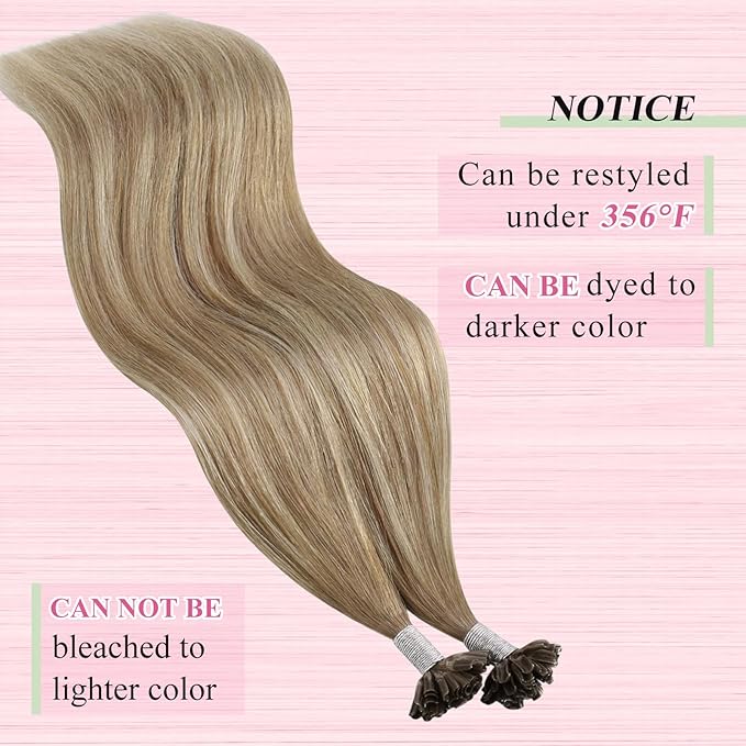 YoungSee Human Hair U Tip Hair Extensions Balayage Light Brown and Platinum Blonde Utips Remy Hair Extensions Balayage U Tips Keratin Hair Extension K Tips Human Hair Extension Ombre 1G/S 50G 20In