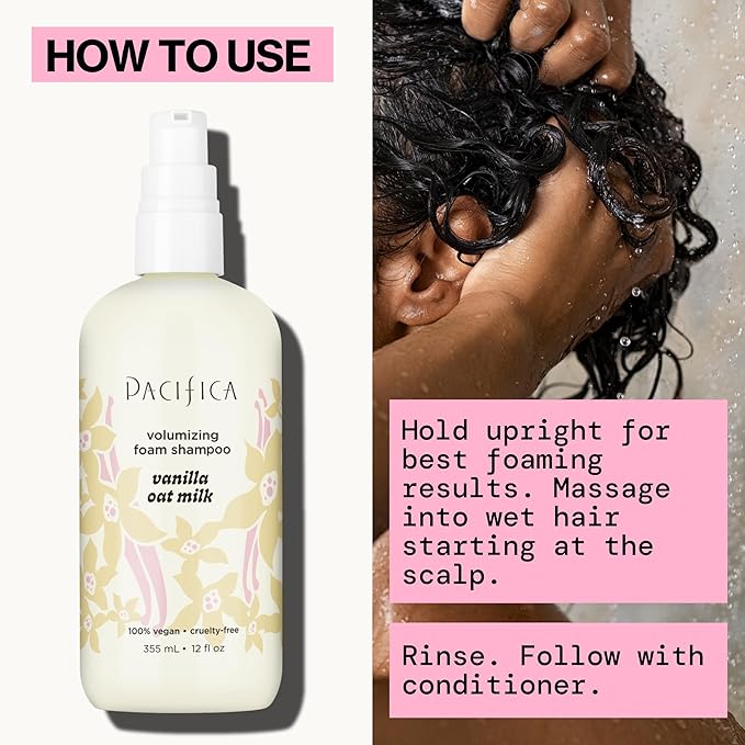 Pacifica Vanilla Oat Milk Volumizing Shampoo & Conditioner Set – Fuller, Bouncier Hair, Fine Or Flat Hair Solution, Sulfate-Free, 100% Vegan Hair Care