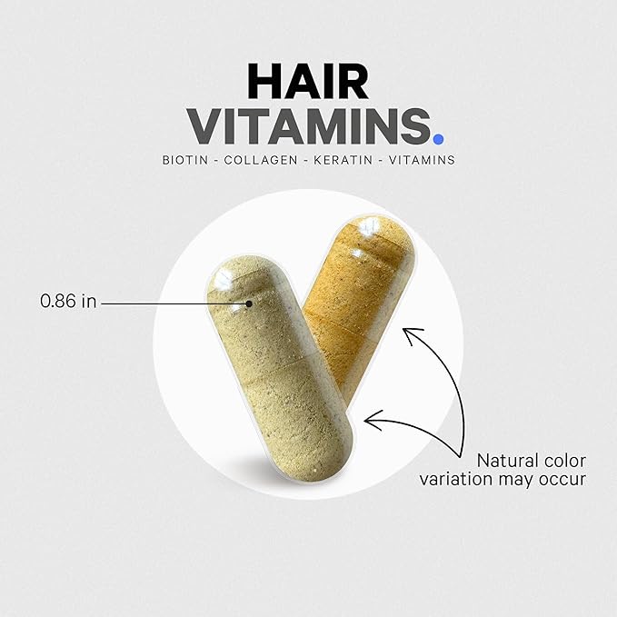 Codeage Hair Vitamins 10000 mcg Biotin, Keratin, Collagen, Vitamin A, B12, C, D3, E, Zinc, Turmeric, Probiotics, Enzymes, Inositol - Hair Care Support - Healthy Hair Supplement Pills - 120 Capsules