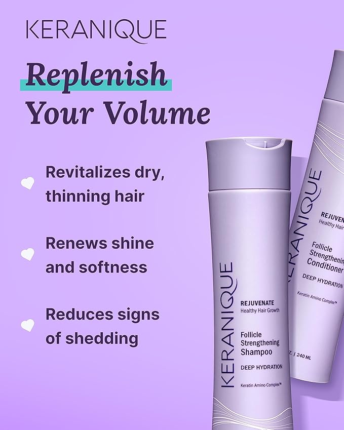 Keranique Hydrating Shampoo and Conditioner Set - Deep Hydration Hair Shampoo and Conditioner for Repairing Natural Moisture with Keratin - Sulfate-Free Intense Hydrator for Dry, Thin, Damaged Hair