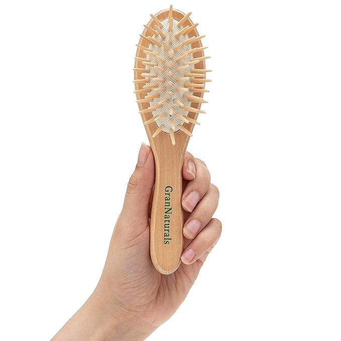 Small Hair Brush for Purse - Wooden Bristle Detangler Hairbrush For Detangling Women, Men & Kids Wet or Dry Hair - Natural Wood Handle & Bristles - Travel Size and Fits in Pocket or Purse