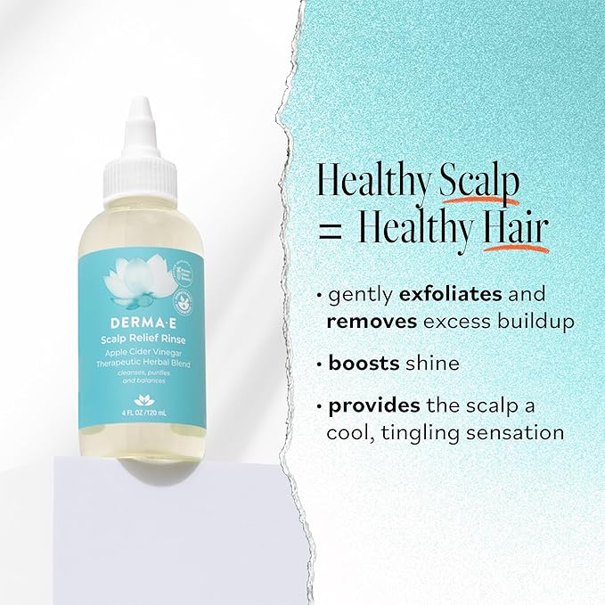 DERMA-E Scalp Exfoliating Rinse, Clarifying Rescue for Scalp Relief, Color-Safe pH Balance and Dandruff, 4 fl oz
