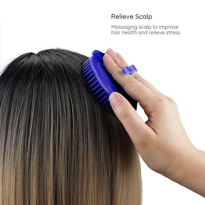 Segbeauty Palm Brush Hair, 4Pcs Scalp Massage Shampoo Brushes, Hair Brushes Men Beard Comb, Shampoo Deep Cleaning Scalp Scrubber for Washing Hair Pet Shower Grooming Travel Salon Barber Stylist Blue