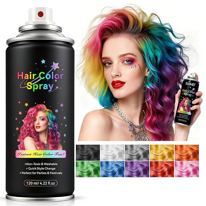 Temporary Hair Spray Color for Kids Women - One-Time Use Green Hair Spray, Vegan and Cruelty-Free Semi-Permanent Hair Color Dye (120ML, Purple)