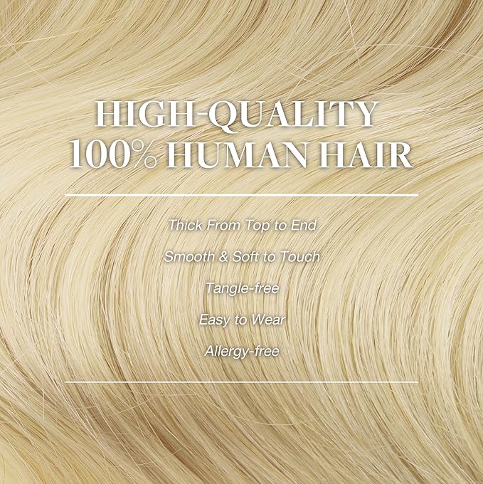 GOO GOO Clip in Hair Extensions Real Human Hair, Remy Human Hair Extensions Clip ins for Women, Natural Human Hair, 18inch 120g 7Pcs, 613R Bleach Blonde