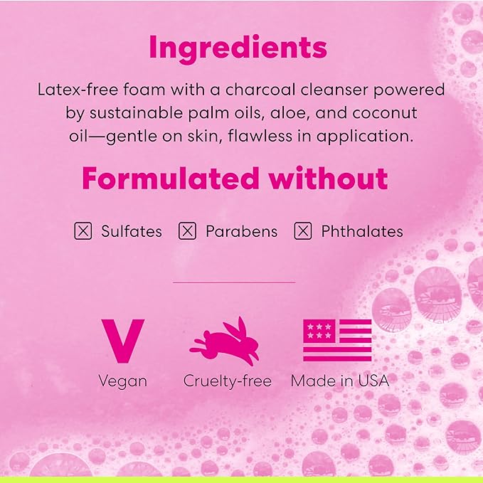 Original Pink Beauty Blender Makeup Sponge & Blendercleanser Solid Charcoal Sponge & Brush Cleanser + Silicone Scrub Mat Charcoal