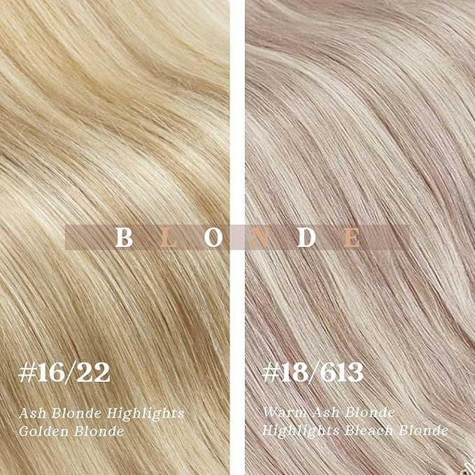 Ve Sunny 18inch Clip in Hair Extensions Real Human Hair Ash Blonde Highlight Bleach Blonde Clip in Human Hair Extensions for Women Soft Thick Straight 120g 7pcs