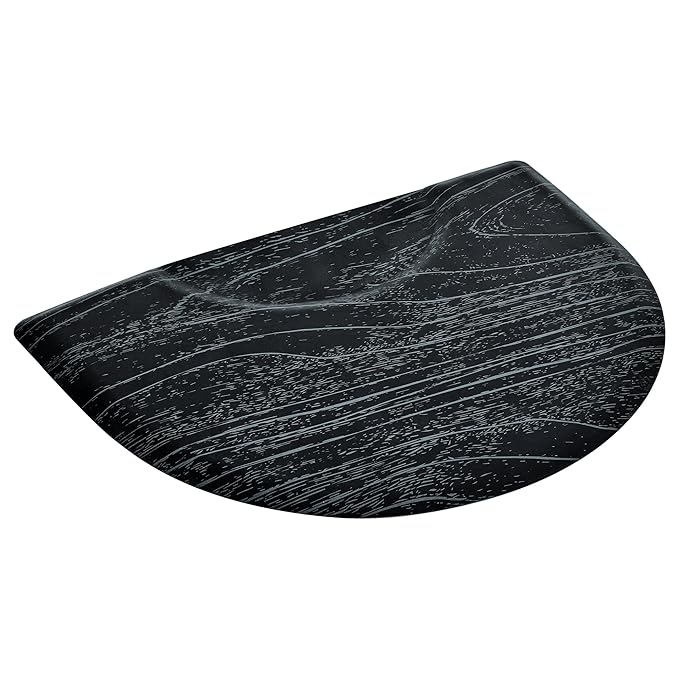 BarberPub Anti-Fatigue Salon Mat for Stylist Standing, Semi Circle Comfort Barber Floor Mat 0025 (Black & Blue, 3' x 4'x 1”)