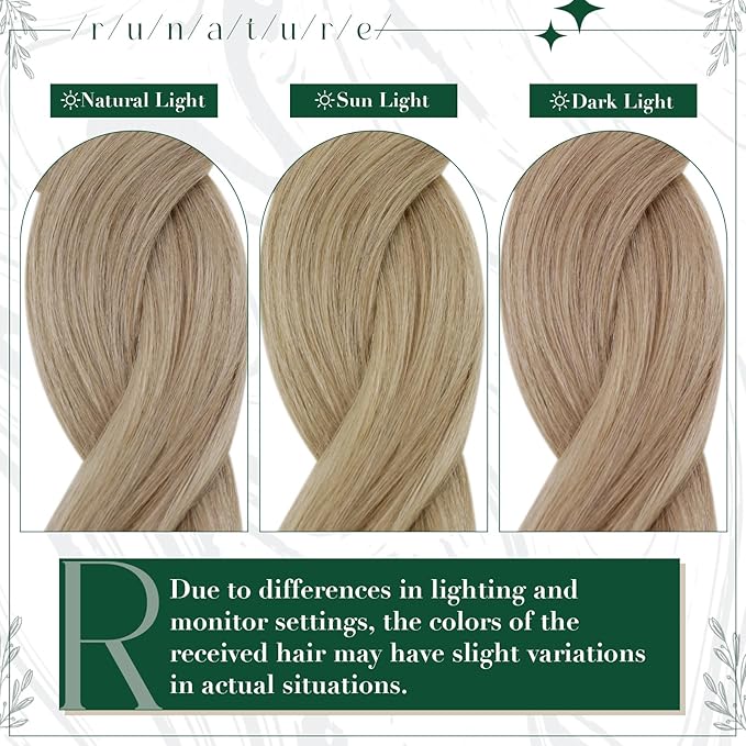 RUANTURE Clip in Human Hair Extensions, Blonde Highlight Real Human Hair Clip in Extensions, Remy Natural Hair Soft Add Hair Volume, 14 Inch 50g 3pcs #16/22 Beige Blonde