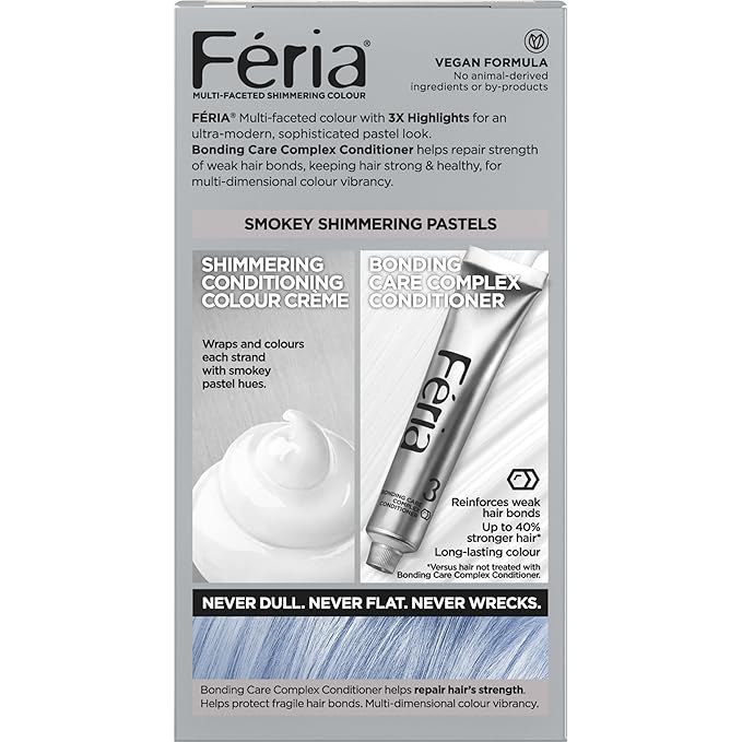 L'Oreal Paris Feria Multi-Faceted Shimmering Permanent Hair Color, 411 Sapphire Smoke (Smokey Blue), Pack of 1 Hair Dye Kit