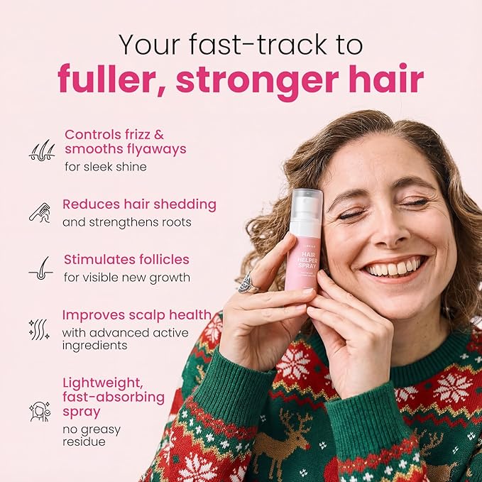Trybello Hair Helper Spray - Hair Growth Serum with Biotin & Castor Oil - Caffeine Infused Hair Treatment for Thicker, Fuller Hair - Repair Thinning Hair Naturally - Vegan, Cruelty-Free Formula, 2Pack