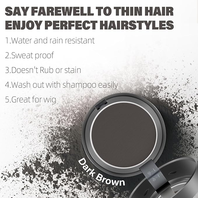 Root Touch Up Hair Color Powder For Concealing Hair Loss and Thinning, Gray Hair Shadow Powder Root Cover Up Hairline Powder For Women Men Eyebrows, Beard Line (Dark Brown, 0.35 Ounce)