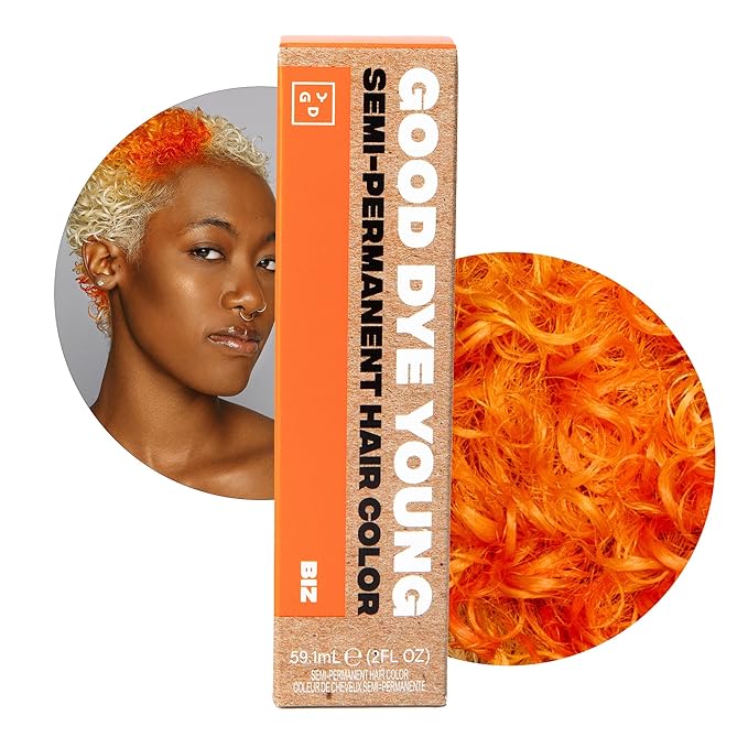Good Dye Young Streaks and Strands Semi-Permanent Hair Dye (Biz Neon Orange) - UV Protective Temporary Color, 15-24+ Washes - Conditioning, PPD Cruelty-Free & Vegan