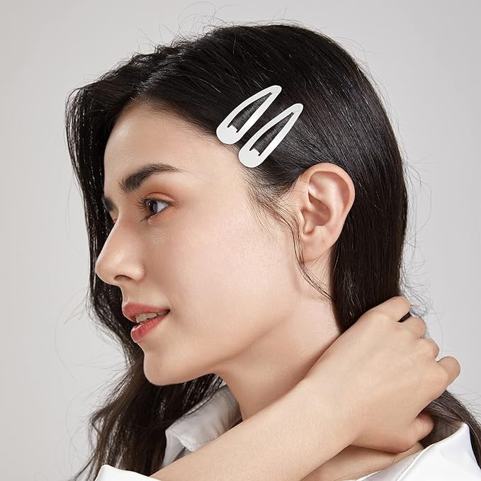 Dofash 5CM/2IN White Snap hair Clips Metal Hair Grips Hair Accessories For Women 12PCS (White)