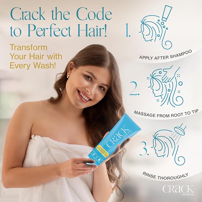 Crack HAIR FIX Conditioner with Twist Bottle | Intense Hydration & Frizz Control | Strengthens, Detangles & Restores Shine | Sulfate-Free, Vegan, Cruelty-Free & Made in USA | 8.5 Oz