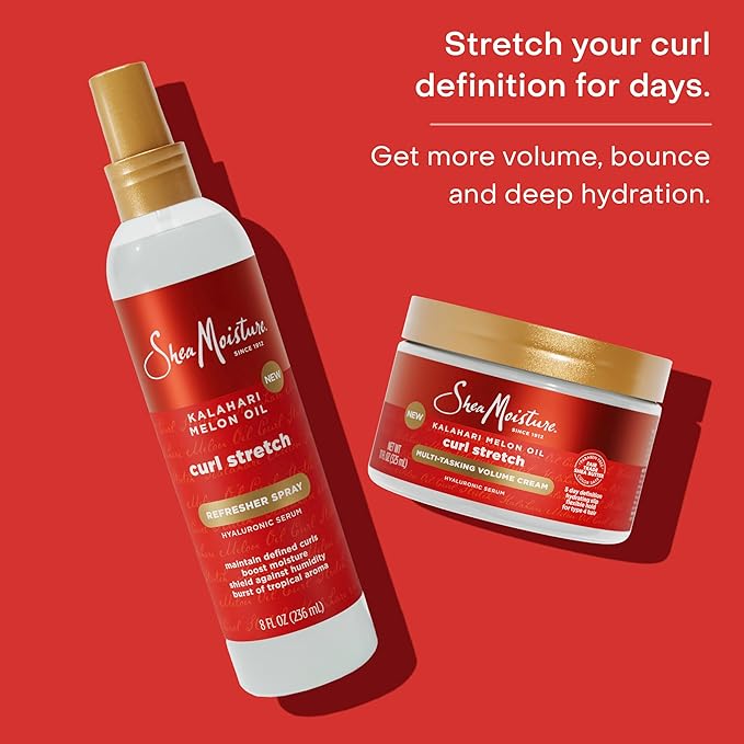 SheaMoisture Curl Stretch Multi-tasking Volume Cream Kalahari Melon Oil and a Tropical Vacation Scent With Hydrating Hyaluronic Serum, Defines Type 4 Curls For Days 11 Fl Oz