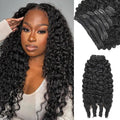 Burmese Curly Clip in Hair Extensions Real Human Hair 8Pcs Brazilian Human Hair Clip ins for Black Women With 18Clips 120g 20inch #1B Natural Black