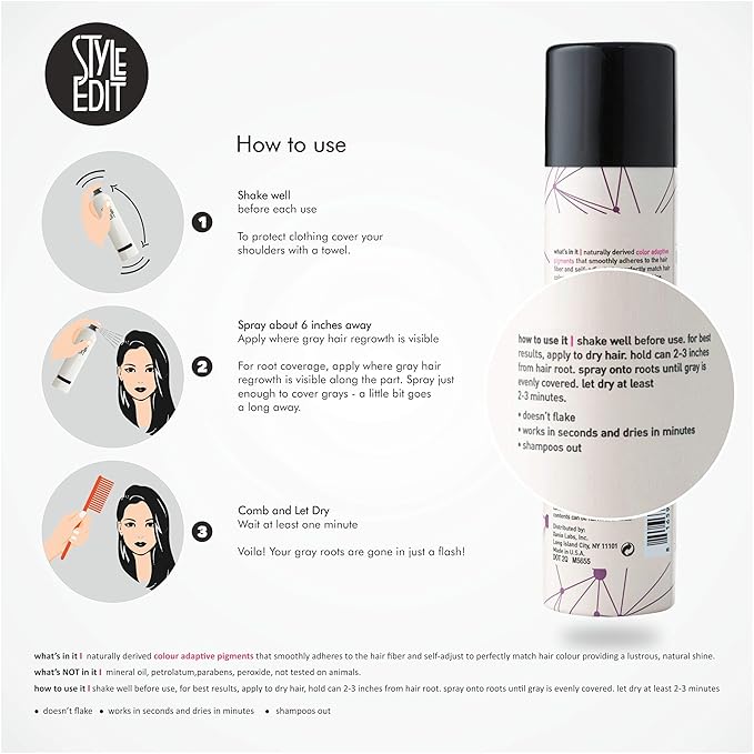 STYLE EDIT Light Brown Root Concealer Touch Up Spray - Temporary And Instantly Covers Grey Hair, Pack of 1