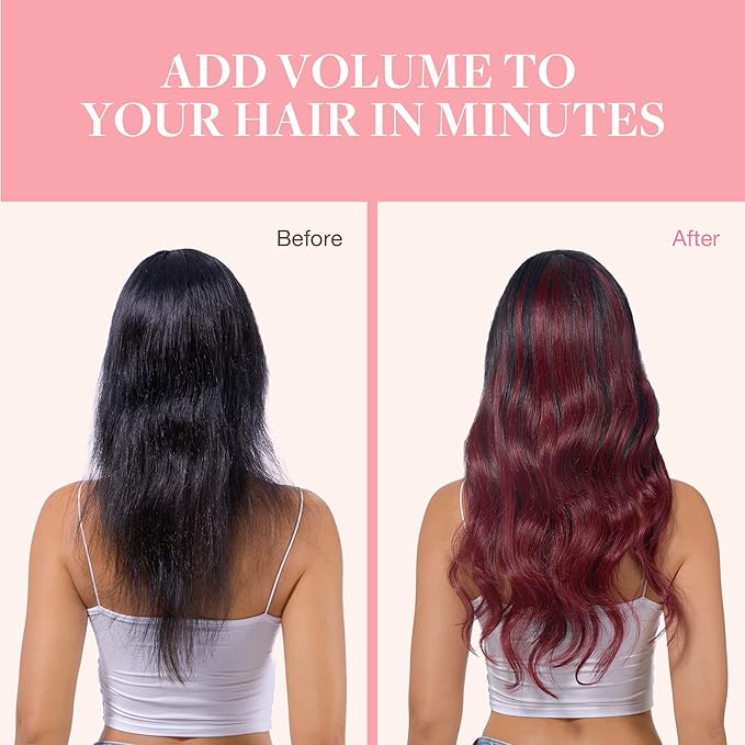 GOO GOO Clip in Hair Extensions Real Human Hair, Remy Human Hair Extensions Clip ins for Women, Natural Human Hair, 18inch 120g 7Pcs, 530 Burgundy