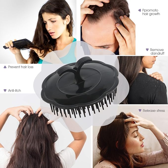 Segbeauty Mens Shampoo Brush, 4pcs Scalp Massage Brushes, Massage Hair Brush Floriated Shower Comb for Deep Cleaning Hair Men's Hand Brush Plastic Growth Beard Brush Pet Grooming Round Palm Brush