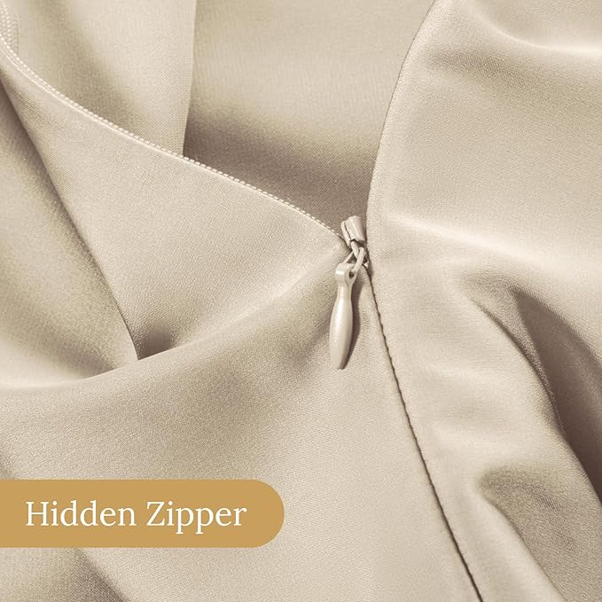 INFIIXSO Silk Pillow Cases 2 Pack Standard Size, Ultra Smooth & Soft Mulberry Silk Pillow Case for Hair and Skin, Breathable Cooling Silk Pillowcase with Hidden Zipper (Beige, 20x26 Inches)