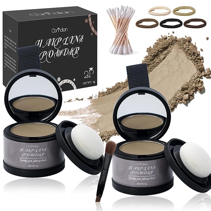 2 Pack Hairline Powder for Women and Men, Used to Root Touch Up Hair Color, Thinning and Gray Hair Coverage and Bald Spots Coverage, Light Coffee