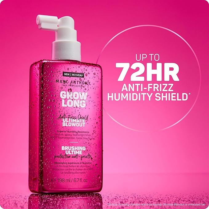 Marc Anthony Anti-Frizz Shield Ultimate Blowout Spray, Grow Long - Smooth, Shiny Hair in High Humidity - Heat Protectant - 6.7 oz