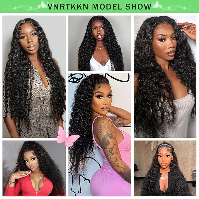 30 Inch 13x6 HD Lace Front Wigs Human Hair 200 Density Deep Wave Lace Front Wigs for Women Glueless Wet and Wave Lace Frontal Wigs Human Hair Pre Plucked Deep Wave Wig 12A Curly Wigs