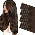 GOO GOO Invisi Edge Tape in Hair Extensions Human Hair, 4A Chocolate Brown 20pcs 22inch 50g, Virgin Remy Hair, Seamless Injected Tape, Natural Look