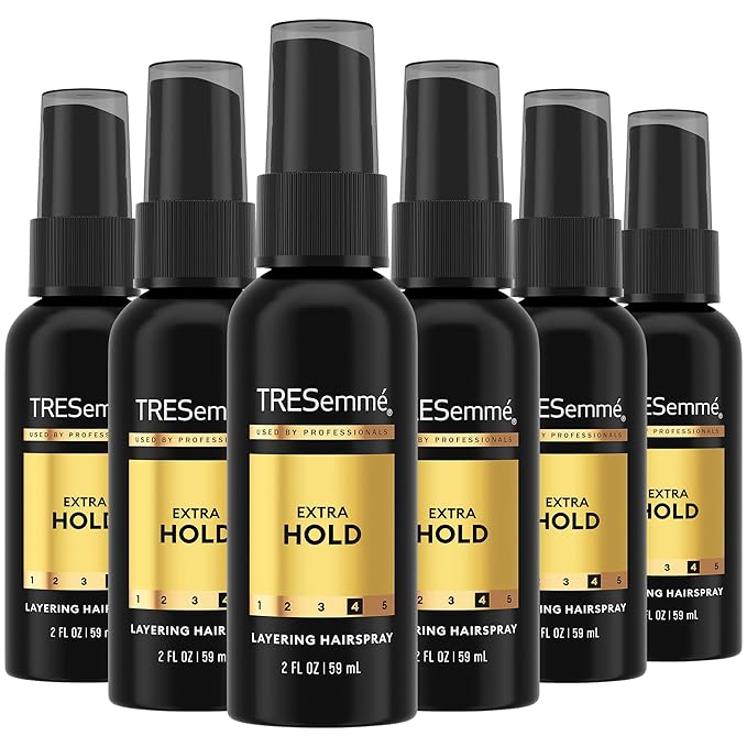 TRESemmé Travel Hairspray, Extra Hold, 6-Pack – Non-Aerosol Hair Spray for Layering, Anti-Humidity, Anti-Frizz Hair Products, 2 Oz Ea