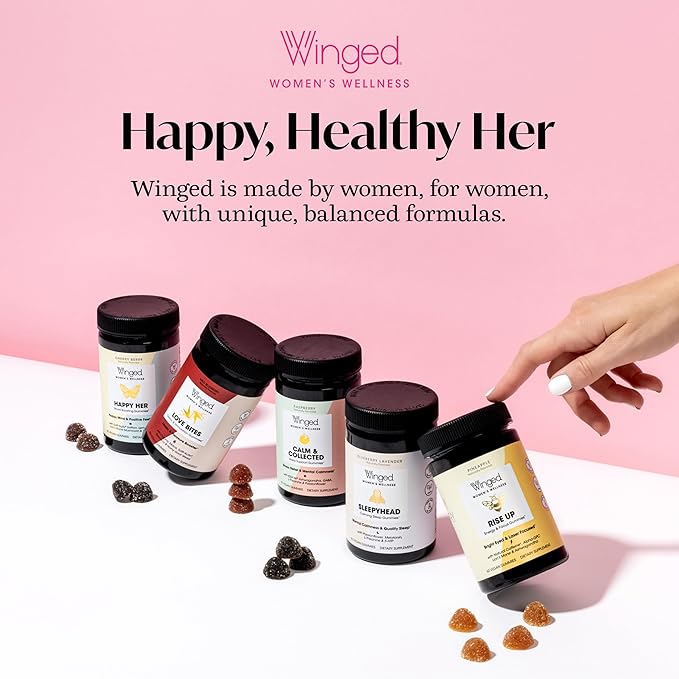 Winged Wellness Glow Up, Collagen Powder for Women - Hair, Skin & Nails Beauty Supplement with Grass-Fed Hydrolyzed Collagen Peptides Adaptogens, Vitamin C & Biotin - 25 Servings, Unflavored