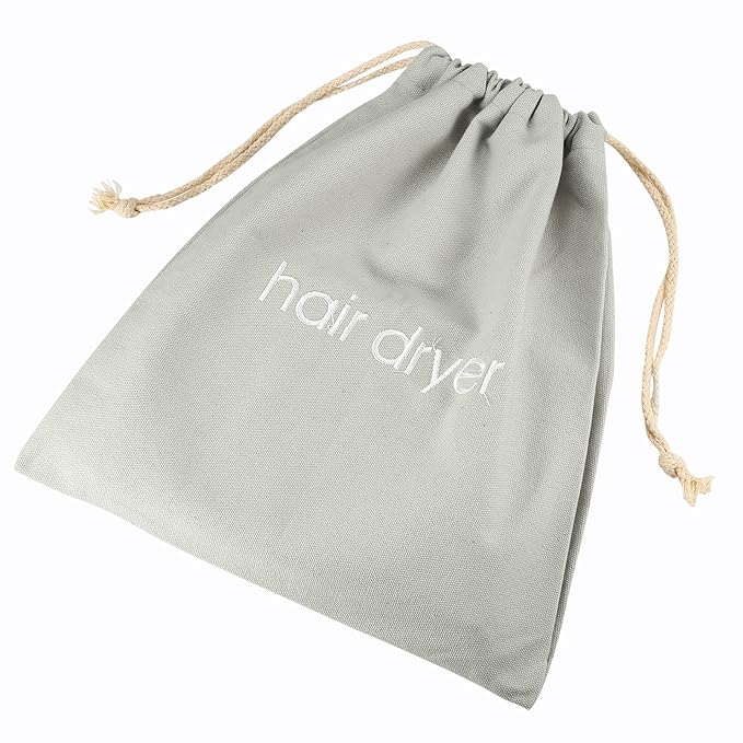 Hair Dryer Bags Drawstring Bag Container Hairdryer Bag for travel bathroom (Light Grey)