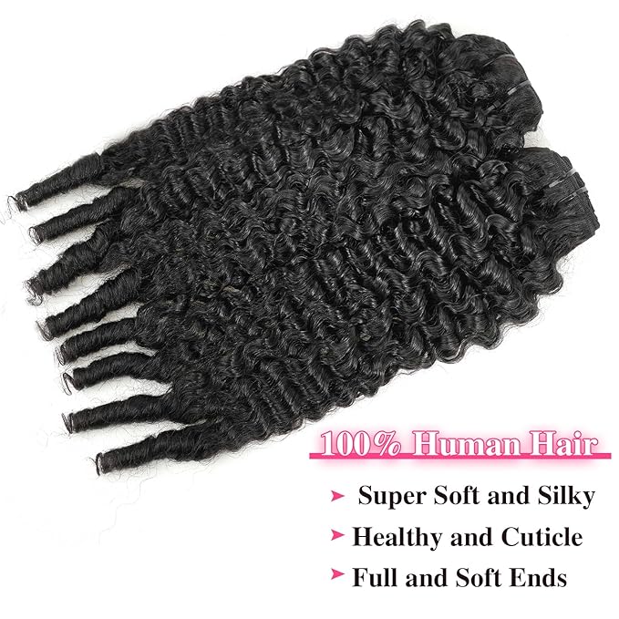 Burmese Curly Clip in Hair Extensions #1B Natural Black Color Curly Clip ins For Women Brazilian Virgin Clip on Hair(20inch,#1B)