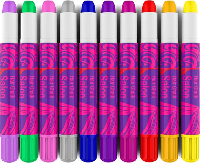 Desire Deluxe - Girls Gifts Hair Chalk 10 Temporary Non-Toxic Easy Washable Hair Dye Colourful Pens