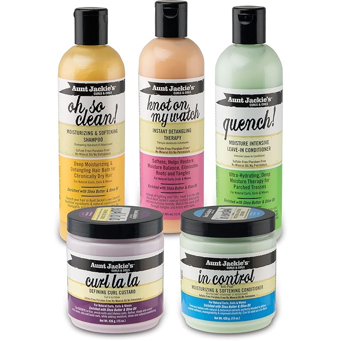 Aunt Jackie's Curls and Coils Knot On My Watch Instant Hair Detangling Therapy for Natural Curls, Coils and Waves, Enriched with shea Butter, 16 oz