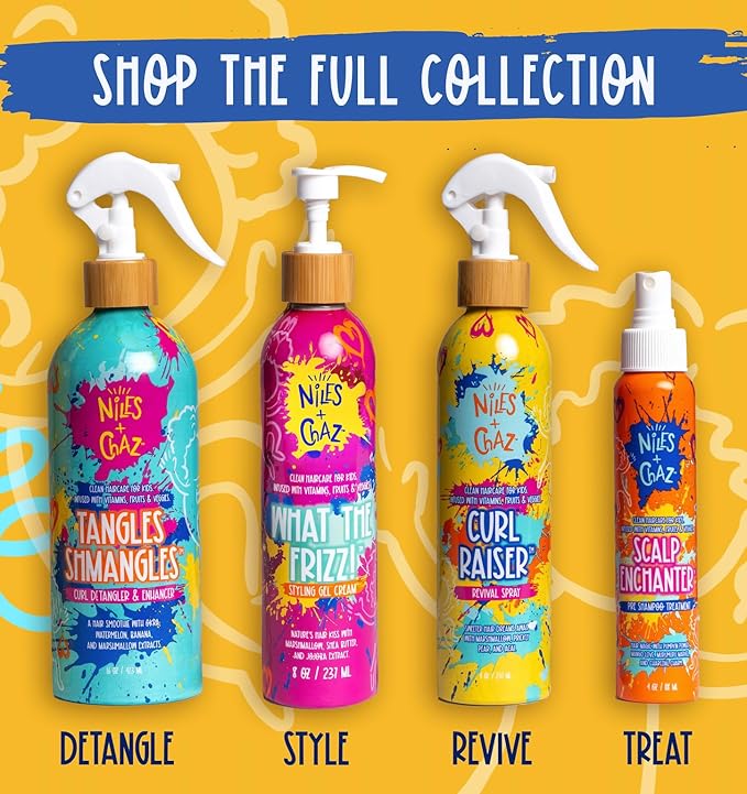 Niles and Chaz What the Frizz! Styling Gel Cream - Kids Curl Cream, Frizz Control, Hydrated & Defined Curls - Paraben, Sulfate, Silicone Free - Curly, Coily, Wavy Hair Products for Kids (8 fl Oz)